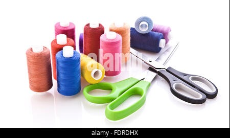 Sewing equipment on a white background Stock Photo