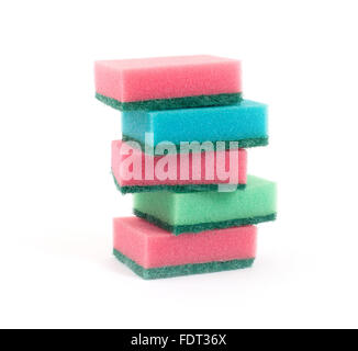Sponge stack, 5 sponges isolated on white Stock Photo