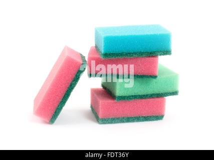 Sponge stack, 5 sponges isolated on white Stock Photo