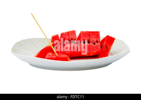 watermelon slice on a plate Stock Photo