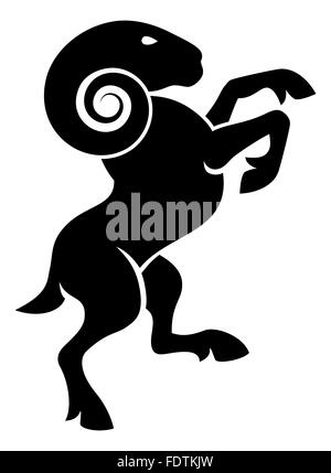 A stylised ram or goat rampant, like the symbol for aeries Stock Photo