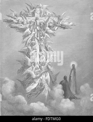 DANTE: Christ beam'd on that cross; and pattern fails me now, old print 1893 Stock Photo