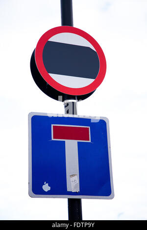 North London Borough of Haringey prepares for the introduction of 20mph limit. Almost 4,000 new 20mph signs have been installed across the Borough as the speed limit. Currently the signs are covered up and the and the speed limit is expected to be in force in February 2016. Stock Photo