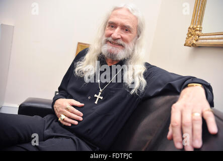 Country and folk singer Charlie Landsborough poses for a portrait at the Music Hall in Aberdeen, Scotland. Stock Photo