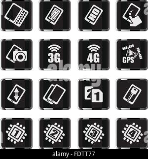 Mobile or cell phone, smartphone,  specifications and functions Stock Vector