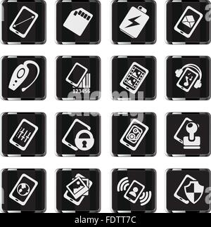 Mobile or cell phone, smartphone,  specifications and functions Stock Vector