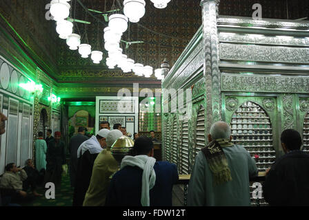 The Tomb of Imam Hussein in Cairo. It is believed that the head of the Prophet's (pbuh) grandson is burried here. Stock Photo