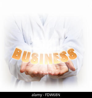 Business word and two hands for business concept, illustration Stock Photo