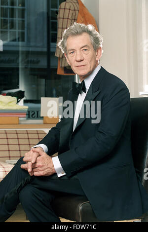 Photo:Jeff Gilbert Picture shows Sir Ian McKellen, English Actor, having a tuxedo fitted at Richard Anderson Tailors, on Savile Row in central London, UK.  Savile Row is a shopping street in Mayfair, central London, famous for its traditional men's bespoke tailoring. Built between 1731 and 1735 as part of the development of the Burlington Estate, and is named after Lady Dorothy Savile, wife of the 3rd Earl of Burlington. Photo:Jeff Gilbert Stock Photo