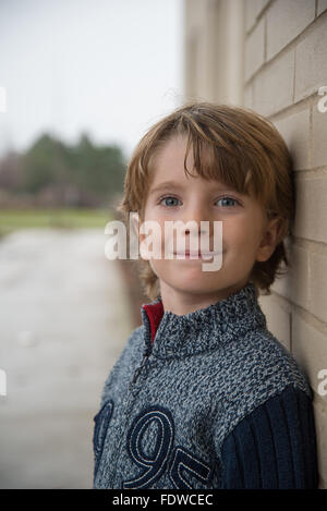 Portrait of 5 year old cute boy Stock Photo