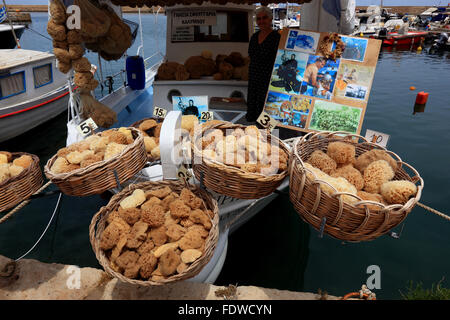 Crete, in the Old Town of Chania, souvenirs, sponges Stock Photo