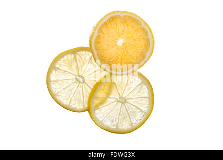 Transparent lemon slices isolated on white background Stock Photo