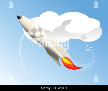 Rocket flying in the clouds Stock Vector