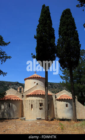 Crete, Byzantine church Panigia Kera with Kritsa, dome church, back of the church Stock Photo