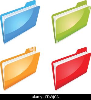 Realistic folders vector icons - EPS 10 Stock Vector