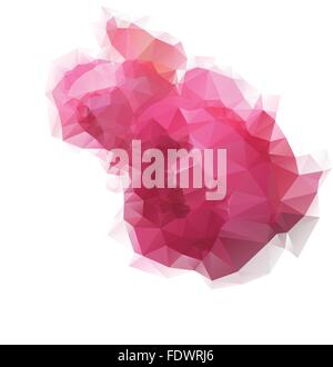 Low poly texture pink roses on white backdrop Stock Vector