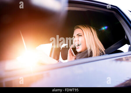 Woman driving a car Stock Photo