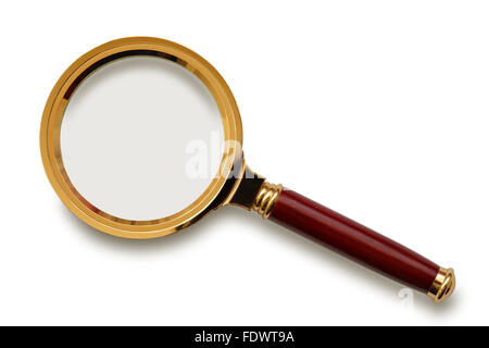 Retro magnifying glass isolated on the white background, clipping path included. Stock Photo