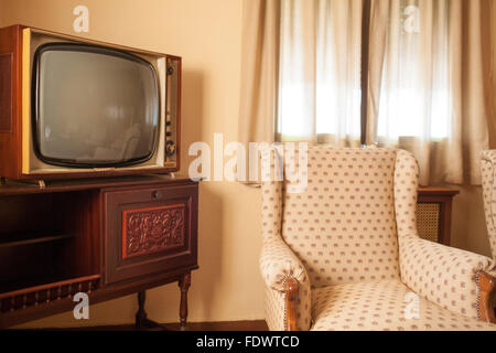 Guadalajara, Spain, old-fashioned furniture in a hotel room Stock Photo