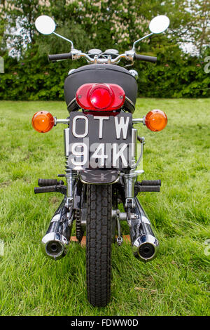 Rear view of a gold, 1971 Honda cb175 motorcycle Stock Photo