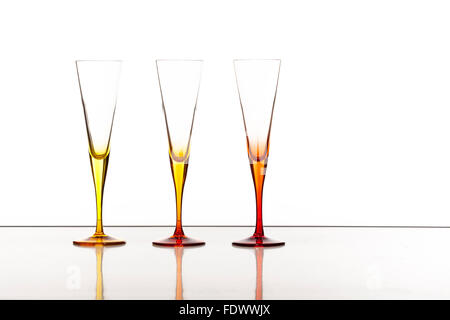 different sorts of wine and champagne on white background Stock Photo