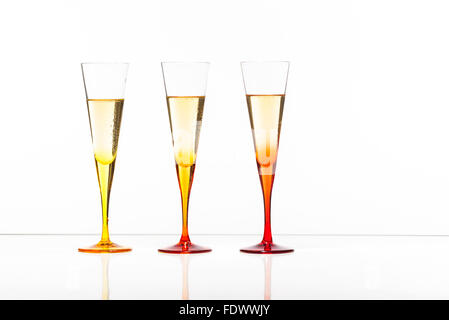 different sorts of wine and champagne on white background Stock Photo