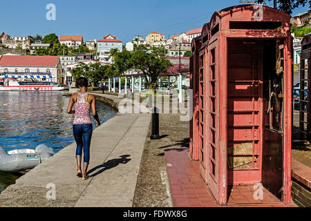 Old Red Telephone Boxes St. George's Grenada West Indies Stock Photo