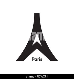 Paris inscription under minimalist symbol of Eiffel tower Stock Vector