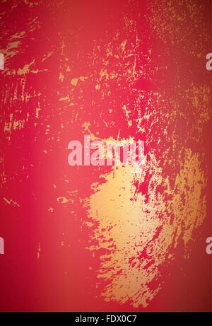 Red abstract background with golden spatter Stock Vector
