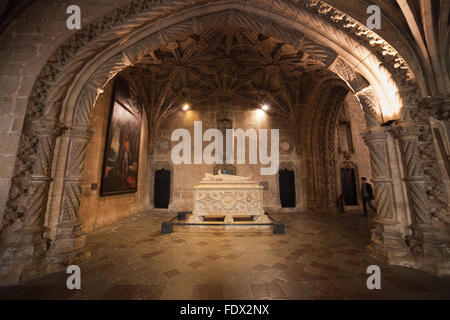 Tomb of Vasco da Gama in Church of Jeronimos Monastery in Lisbon, Portugal Stock Photo