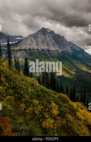 Glacier National Park during a cloudy rain storm Stock Photo