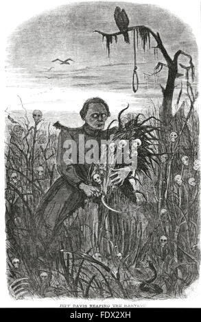 JEFFERSON DAVIS (1808-1889) President of the American Confederate States shown reaping a harvest of death in Harper's Weekly 26 October 1861 Stock Photo
