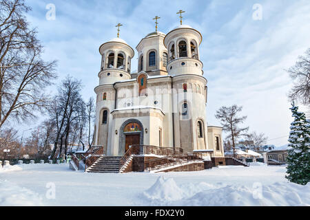 Ascension Cathedral in winter, Zvenigorod, Moscow oblast, Russia Stock Photo
