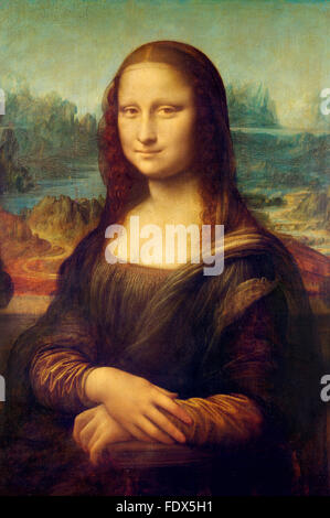 famous Mona Lisa painting by Leonardo da Vinci digitally modified with a  frame and red curtains Stock Photo - Alamy