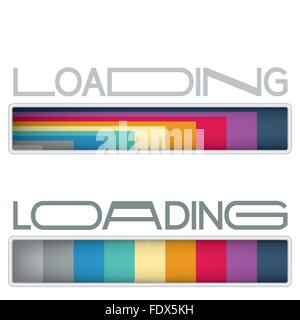 Loading bars set in a new minimalistic lettering style with horizontally elongated typography. Two loading bars are included. Stock Vector