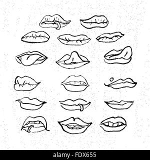 Set of cartoon mouths isolated on a white background. Variety of ...