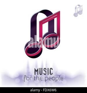 Music concept with musical note and headphones, sample text, creative background that reminds of sound waves. Stock Vector