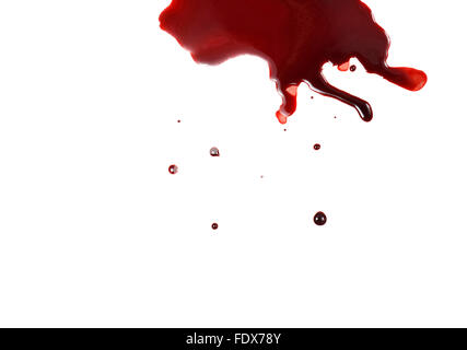 Studio shot of blood dripping on white background Stock Photo