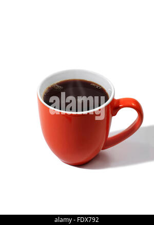 Studio shot of an orange Mug of hot coffee Stock Photo