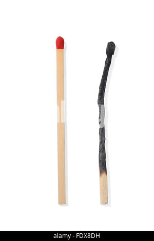 Studio shot of two wooden matchsticks Stock Photo
