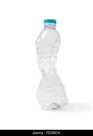 Studio shot of a crushed plastic water bottle Stock Photo