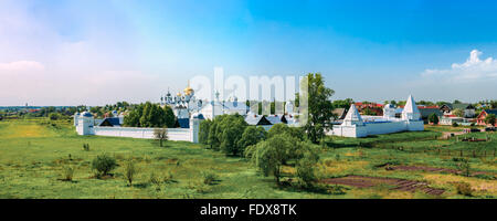 Panorama of Convent of the Intercession or Pokrovsky monastery in Suzdal, Russia. The monastery was founded in the 14th century. Stock Photo