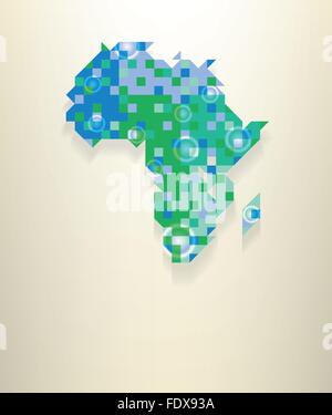 Blue map of Africa with round white transparent rings overlay that can be used to locate different points Stock Vector