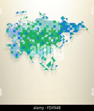 Asia with the entire Russia with round white transparent rings overlay that can be used to locate different points Stock Vector