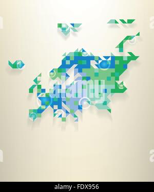 Blue map of the Europe including a part of Russia with round white transparent rings overlay that can be used to locate differen Stock Vector