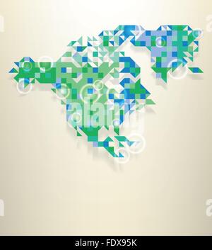 Blue map of the world with round white transparent rings overlay that can be used to locate different points Stock Vector