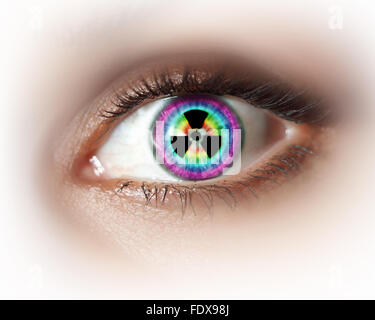 Close-up image of woman's eye with symbol Stock Photo