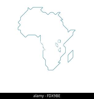 Africa map drawn with thin line on a invisible grid of rounded squares and triangles Stock Vector