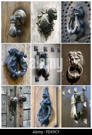 Old door knockers set Stock Photo