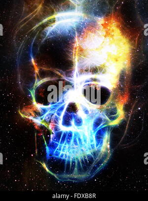 Skull and fractal effect. Color space background, computer collage. Elements of this image furnished by NASA Stock Photo